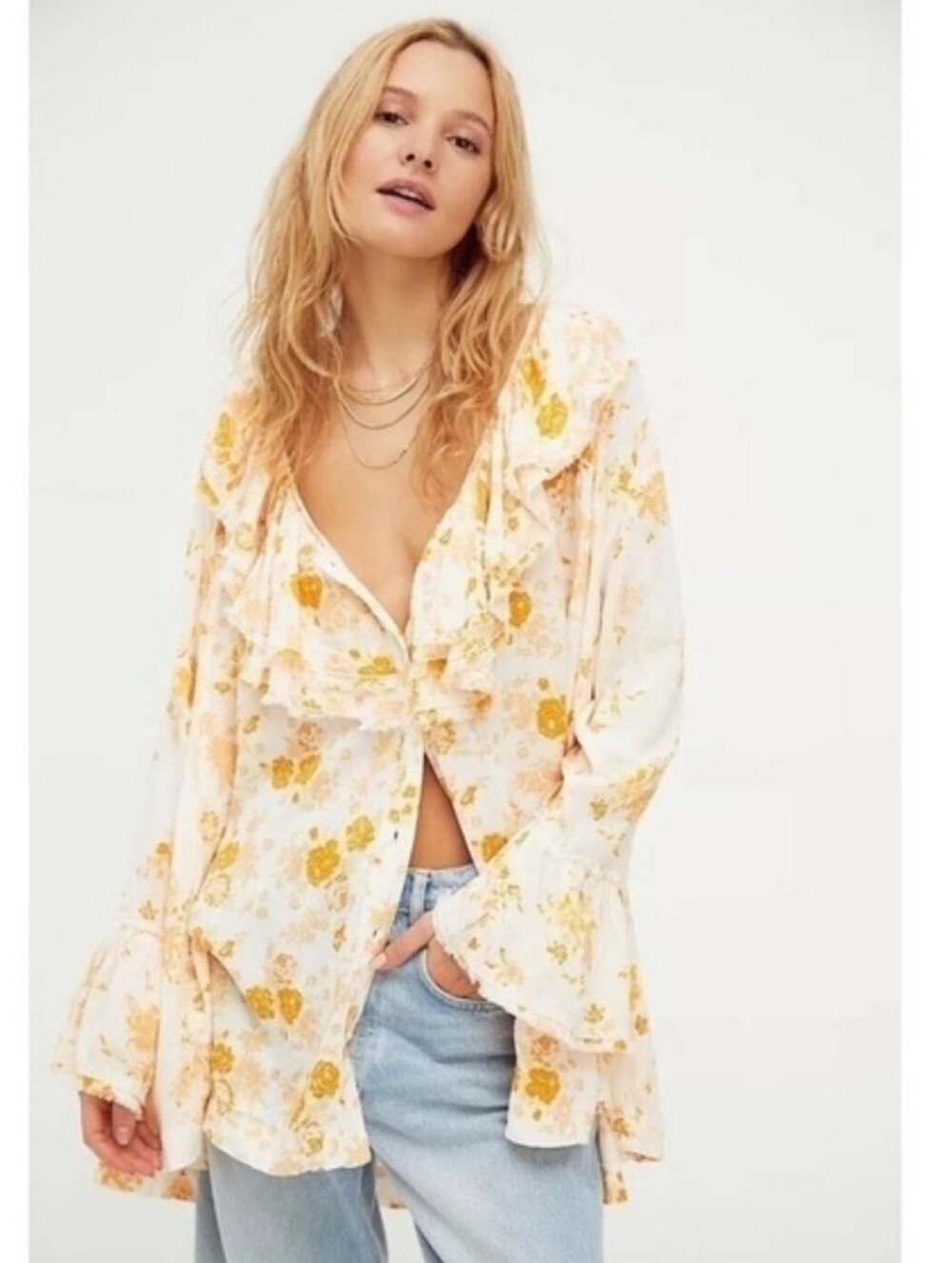 Free People Loretta Tunic In Tea Combo - Picture 2 of 14